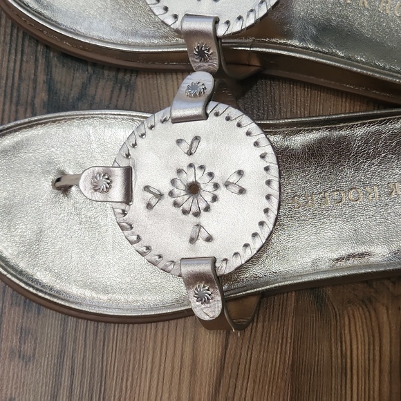 Jack Rogers Casual Collins Footbed Sandal Platinum Matte Gold Leather Size 9 - Picture 5 of 8